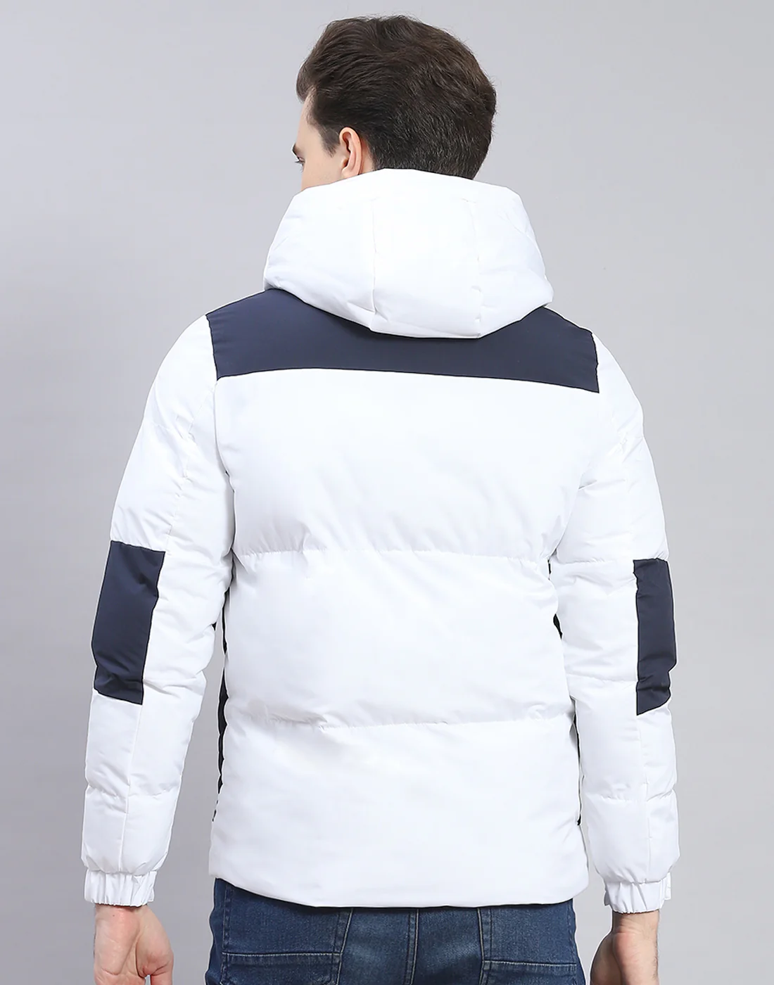 Men Navy Blue Solid Hooded Full Sleeve Jacket - Image 5