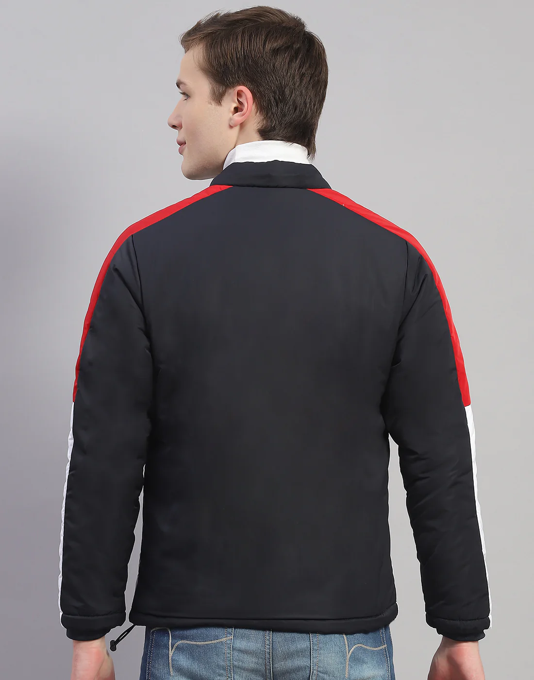 Men Navy Blue Solid Hooded Full Sleeve Jacket - Image 7