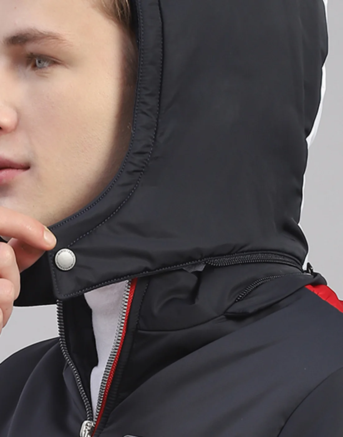 Men Navy Blue Solid Hooded Full Sleeve Jacket - Image 9