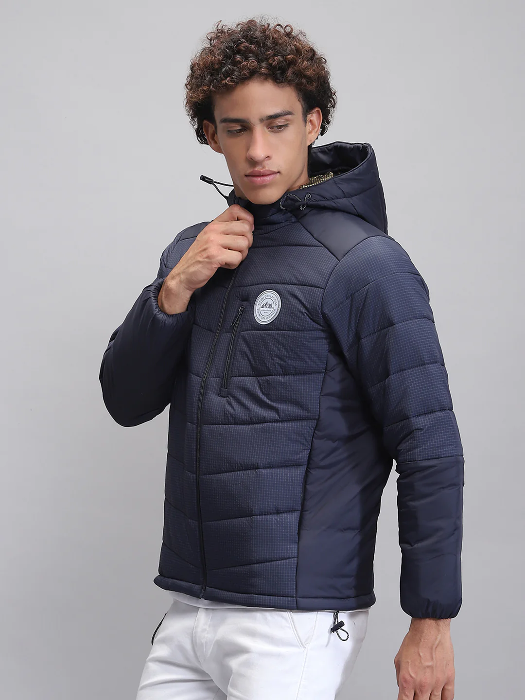 Rock.it Men Navy Blue Solid Hooded Full Sleeve Jacket - Image 3