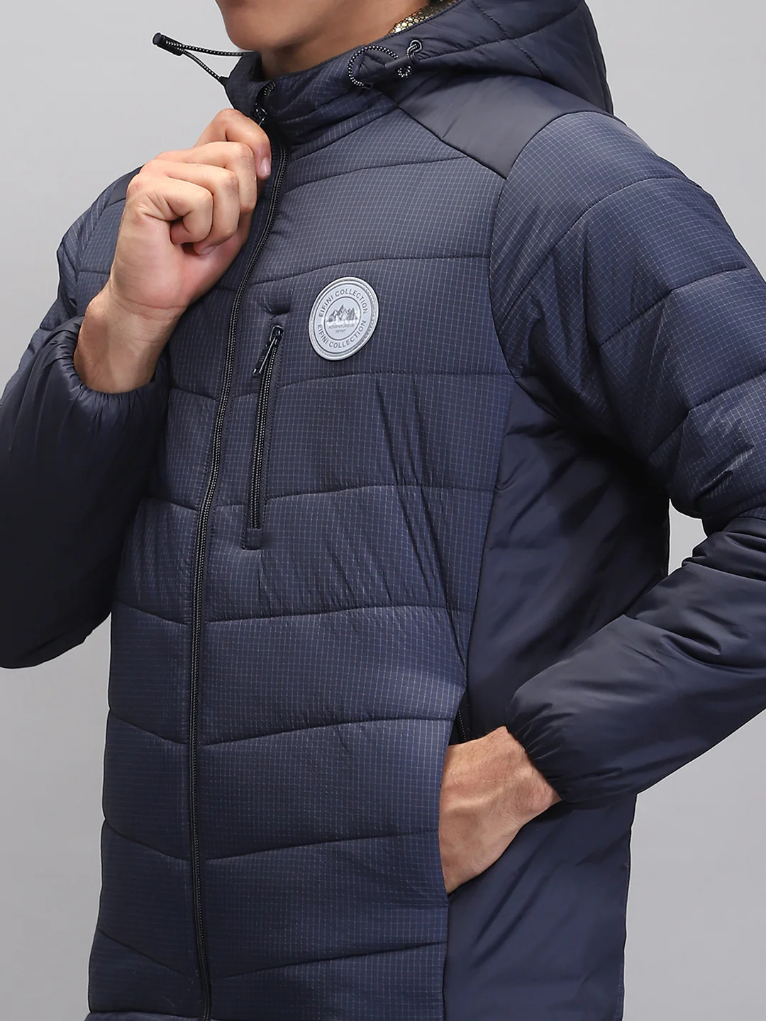 Rock.it Men Navy Blue Solid Hooded Full Sleeve Jacket - Image 7
