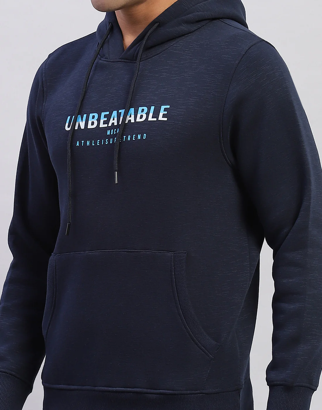 Men Navy Blue Solid Hooded Full Sleeve Sweatshirt - Image 6