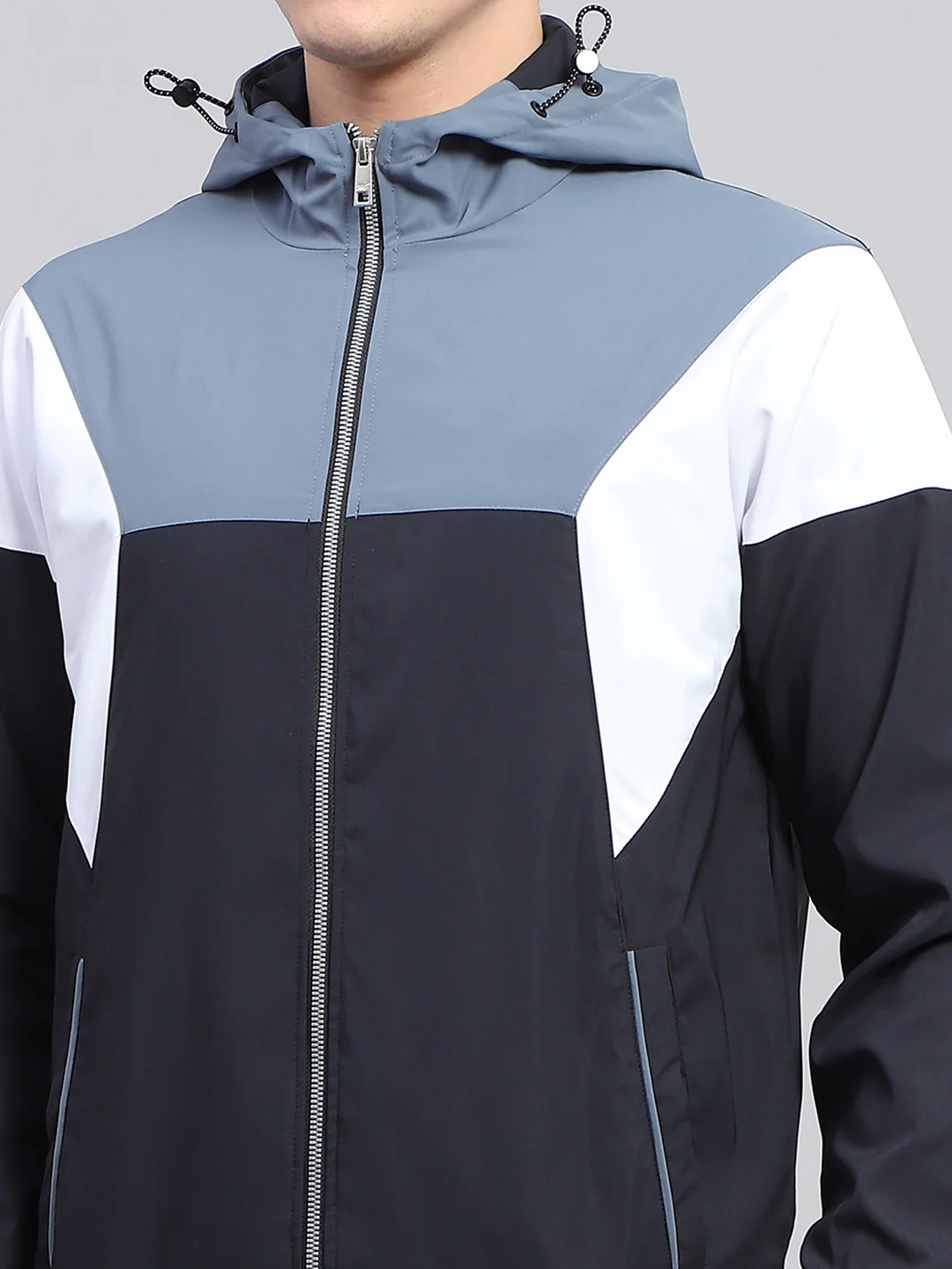 Men Navy Blue Solid Hooded Full Sleeve Winter Tracksuit - Image 8