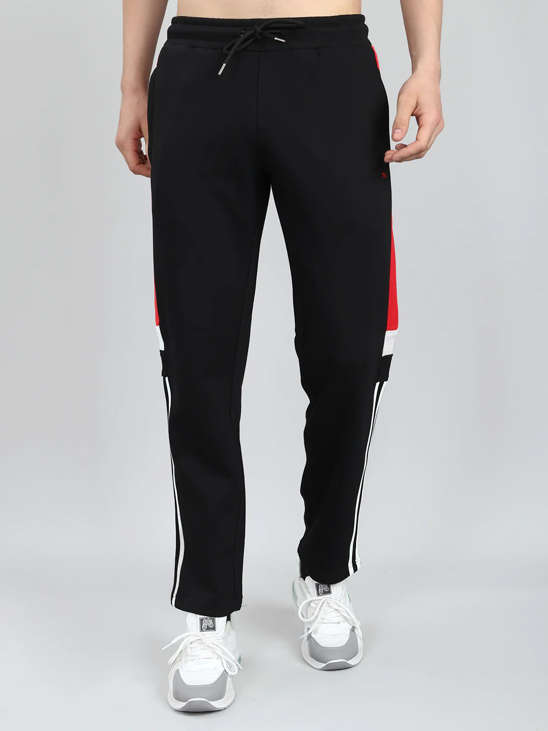 Men Navy Blue Solid Mandarin Collar Full Sleeve Winter Tracksuit - Image 7