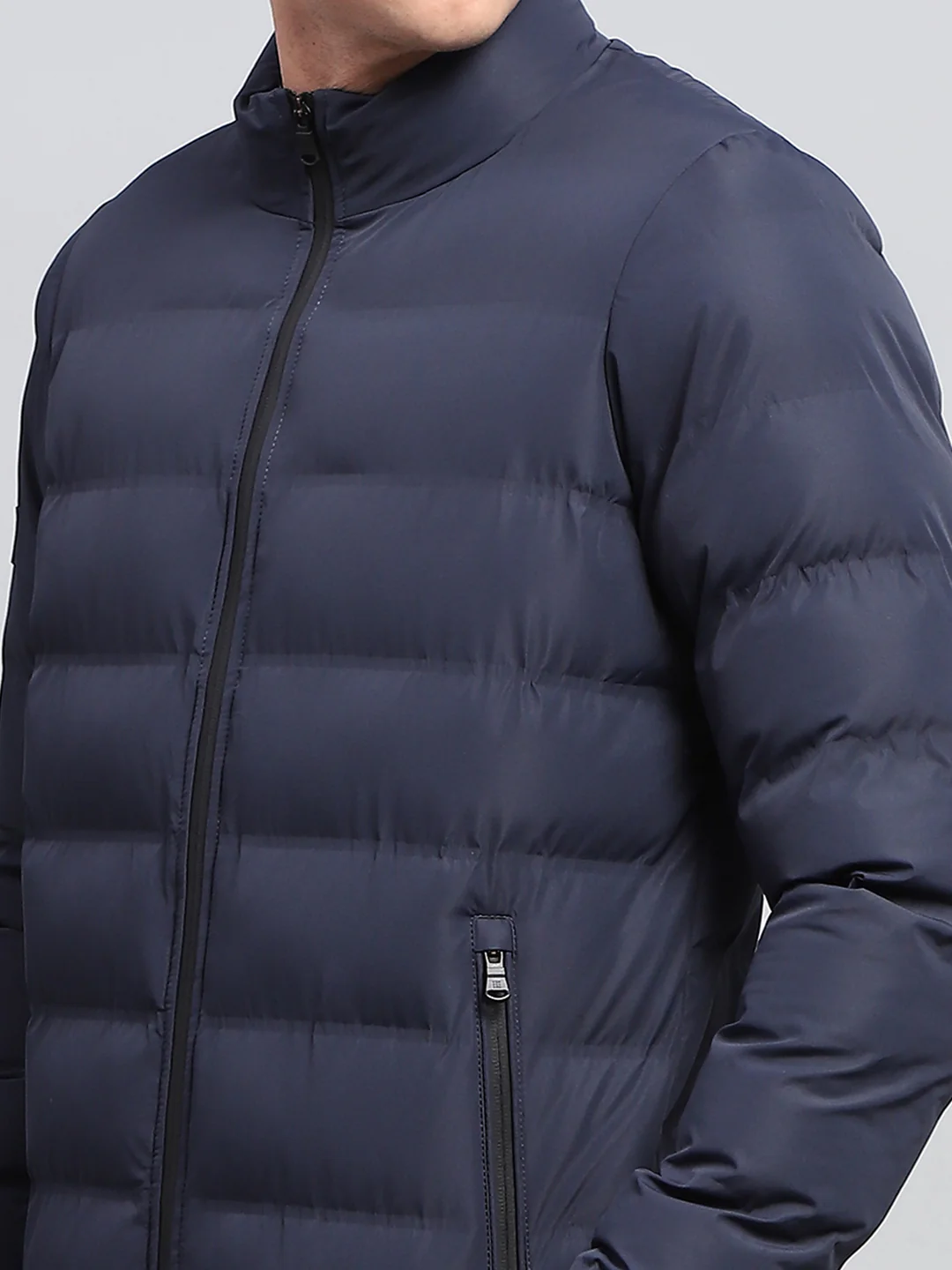 Rock.it Men Navy Blue Solid Mock Neck Full Sleeve Heating Jacket - Image 7