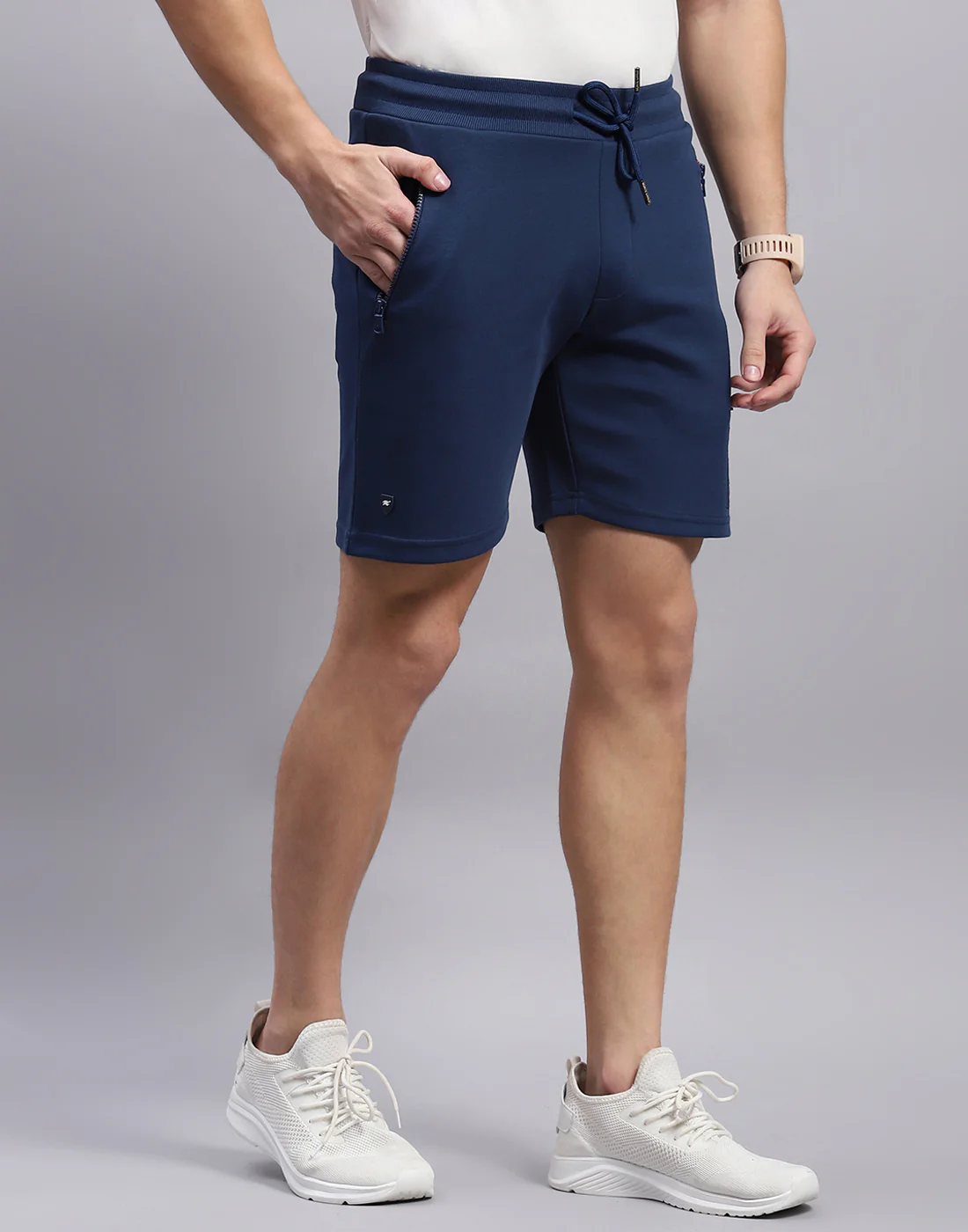 Men Navy Blue Solid Regular Fit Bermuda - Image 5