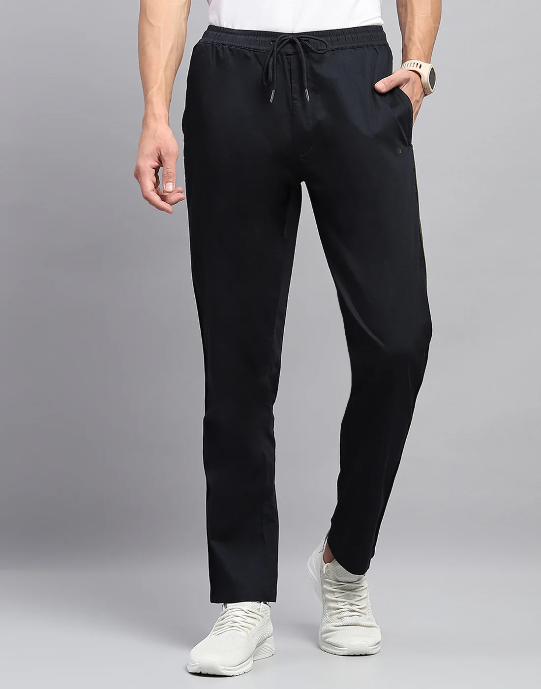 Men Navy Blue Solid Regular Fit Lower - Image 2