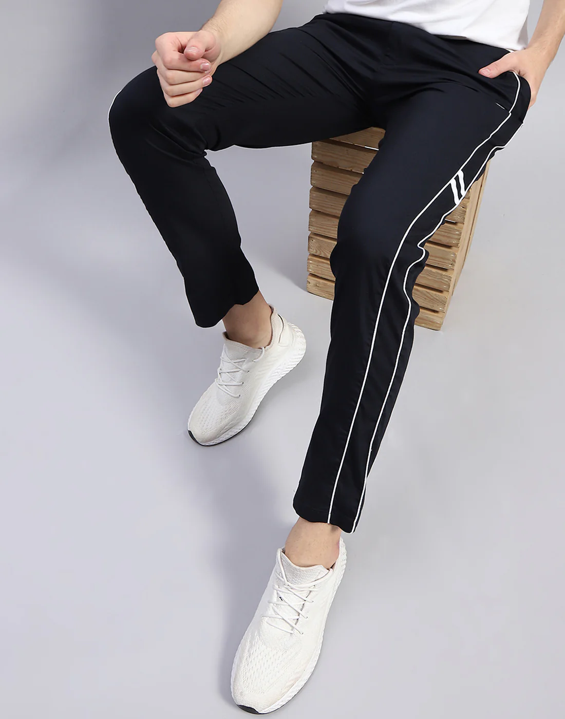 Men Navy Blue Solid Regular Fit Lower - Image 6