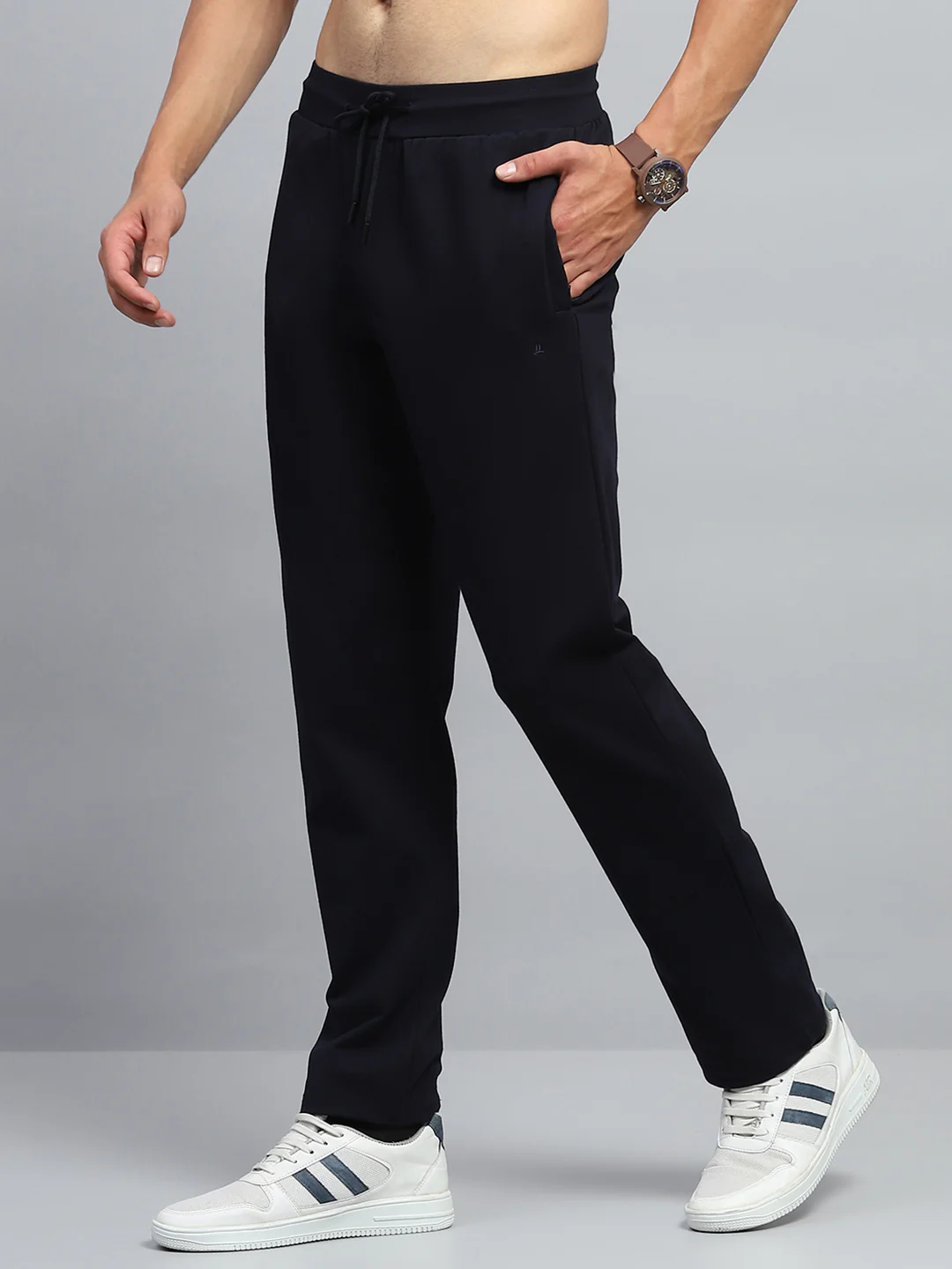Men Navy Blue Solid Regular Fit Lower - Image 3