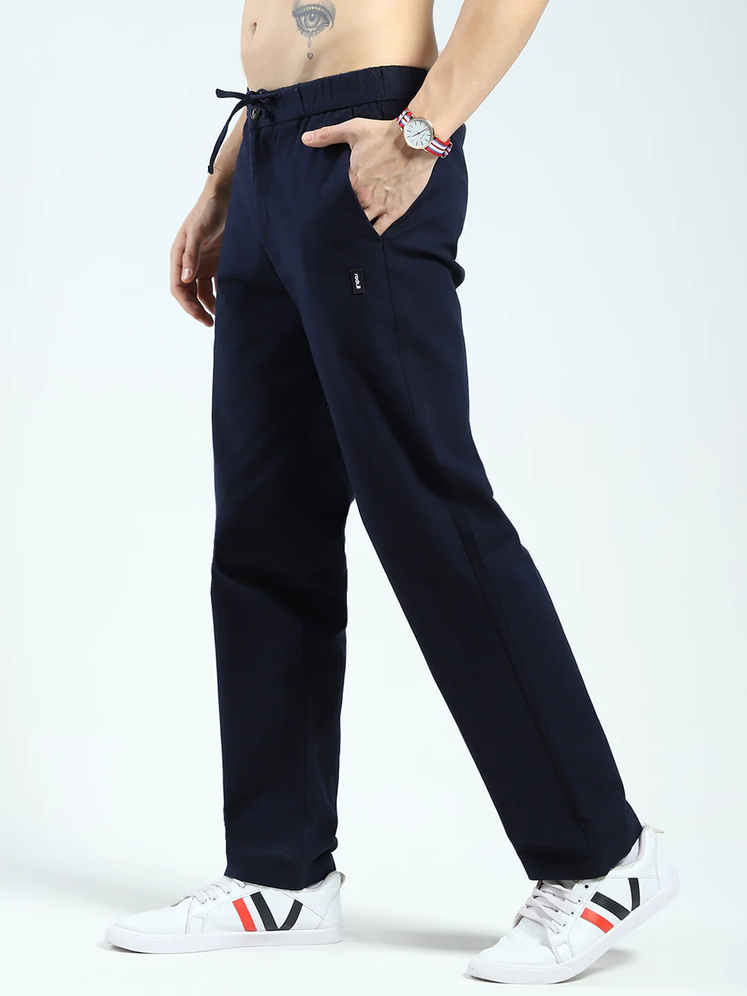 Rock.it Men Navy Blue Solid Regular Fit Lower - Image 3