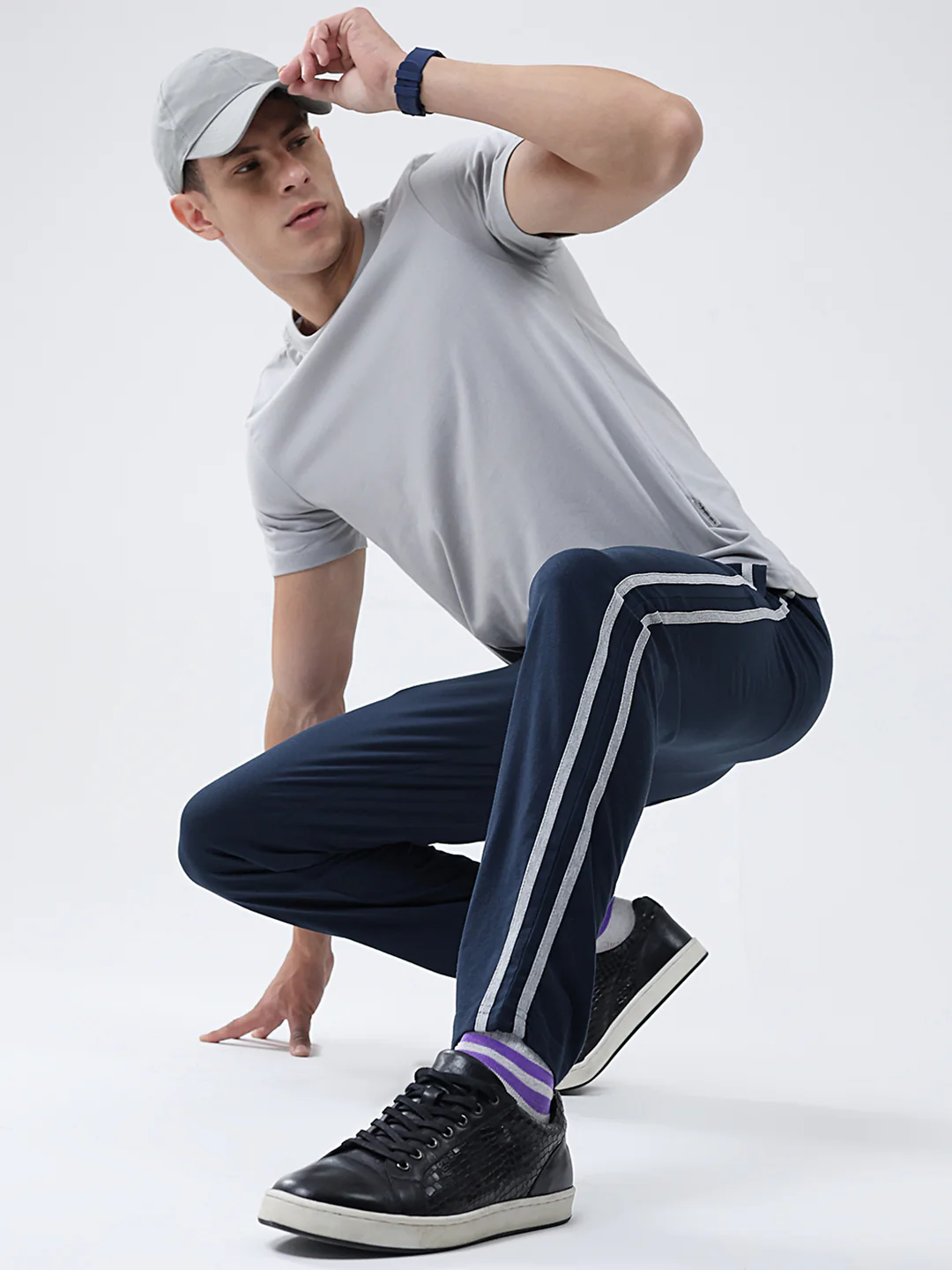 Men Navy Blue Solid Regular Fit Lower - Image 2