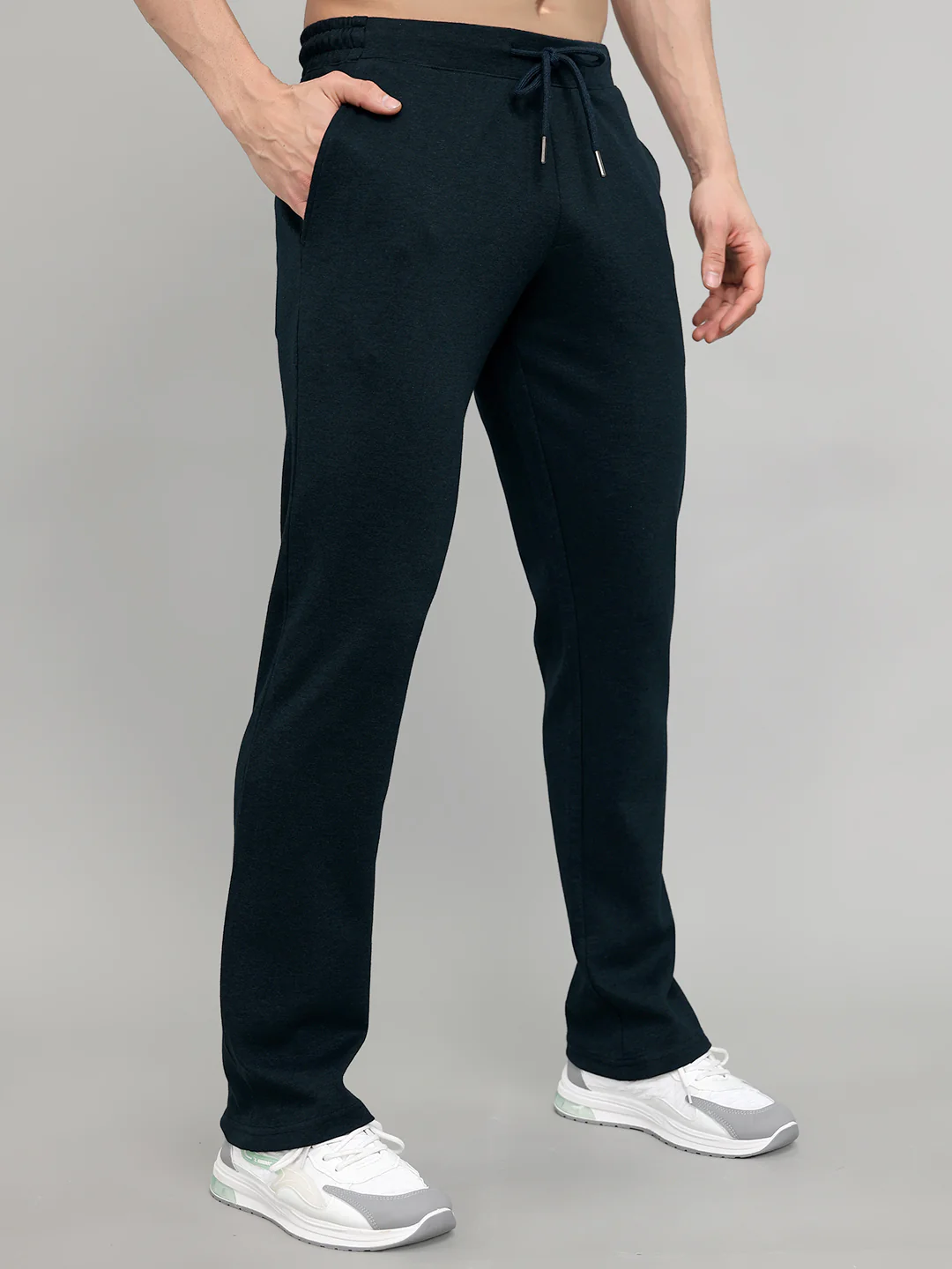 Men Navy Blue Solid Regular Fit Lower - Image 3