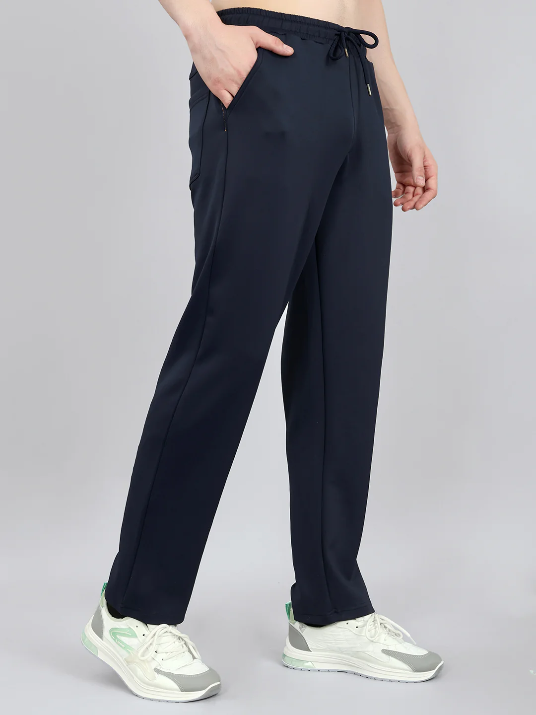Men Navy Blue Solid Regular Fit Lower - Image 3