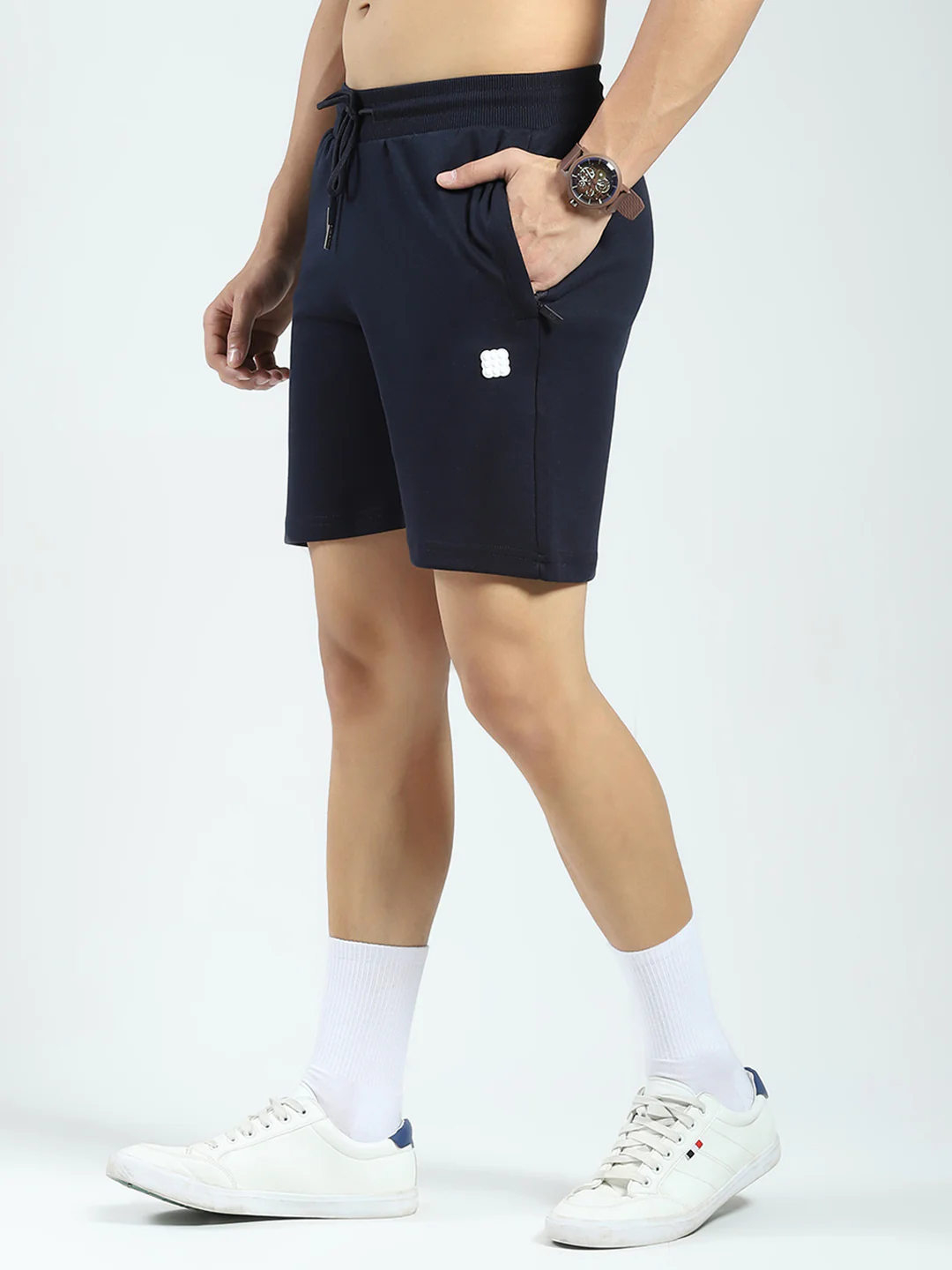 Rock.it Men Navy Blue Solid Regular Fit Shorts - Image 3