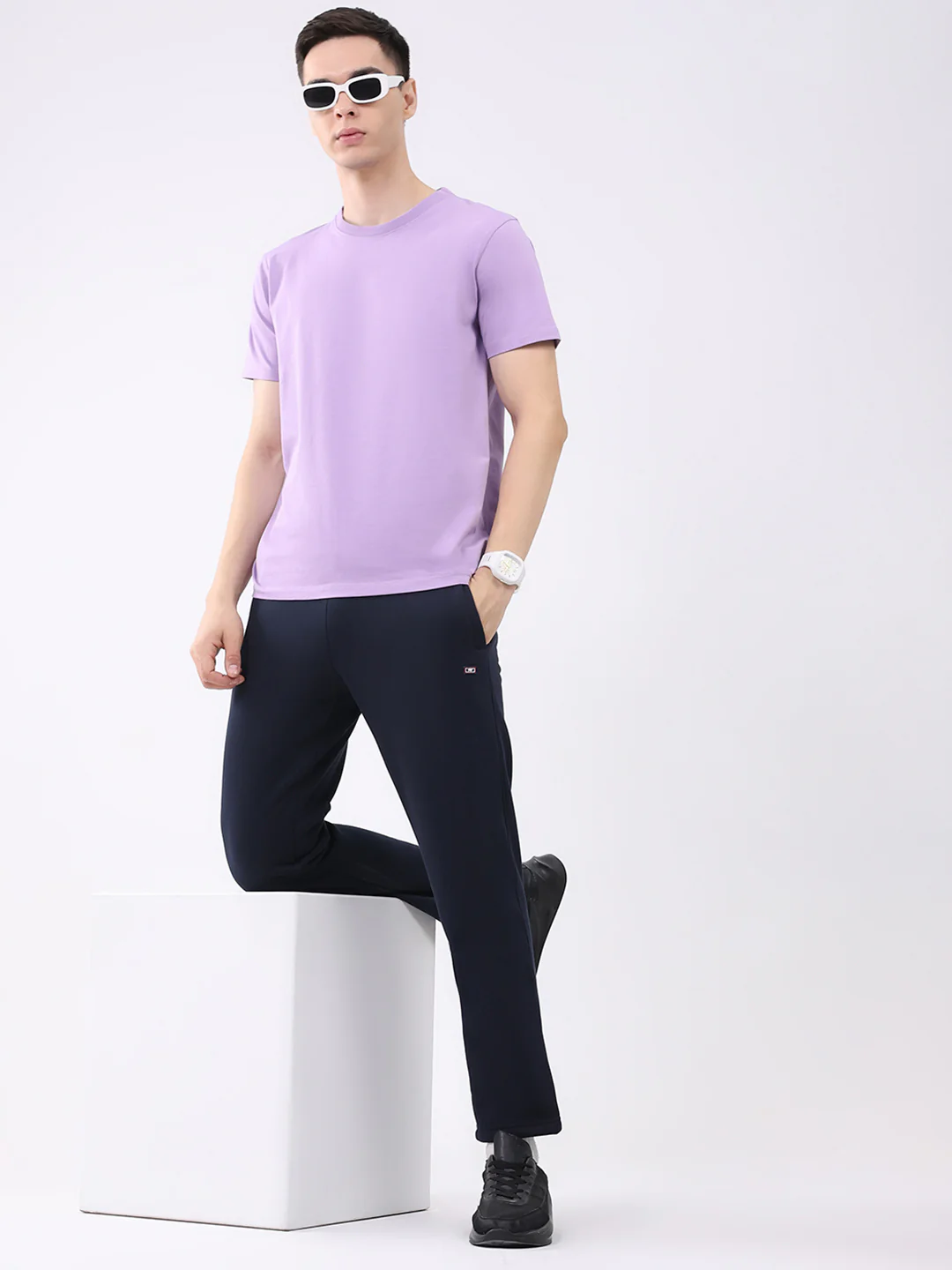 Men Navy Blue Solid Regular Fit Winter Lower - Image 2