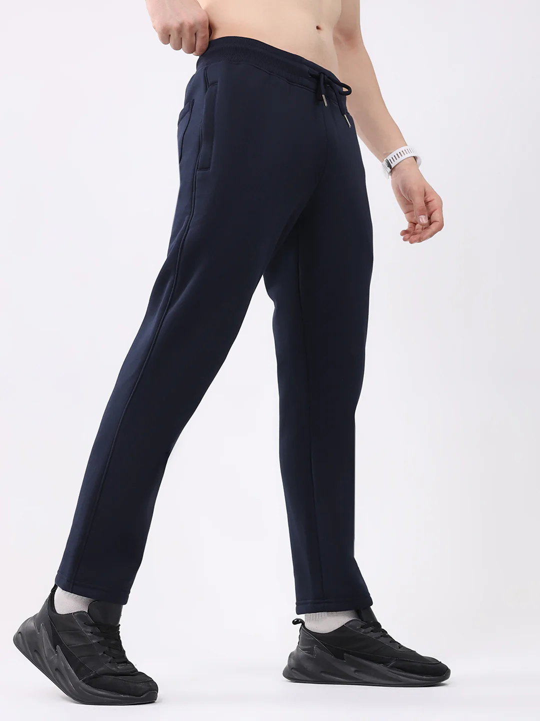 Men Navy Blue Solid Regular Fit Winter Lower - Image 4