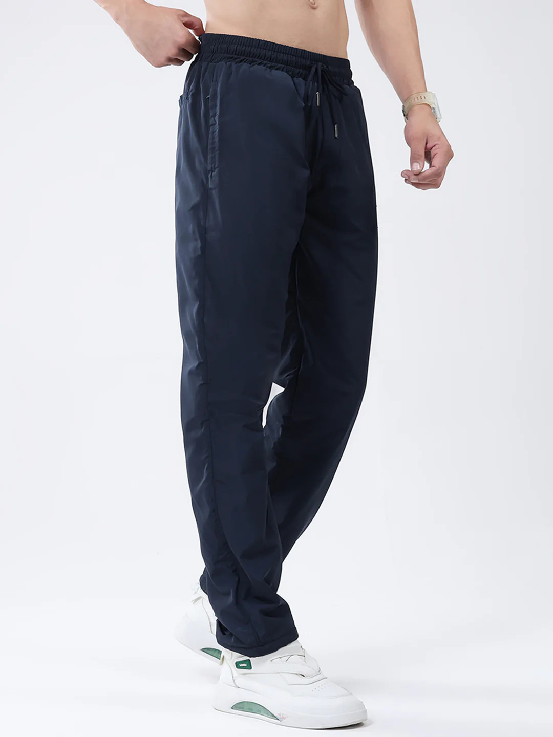 Men Navy Blue Solid Regular Fit Winter Lower - Image 4