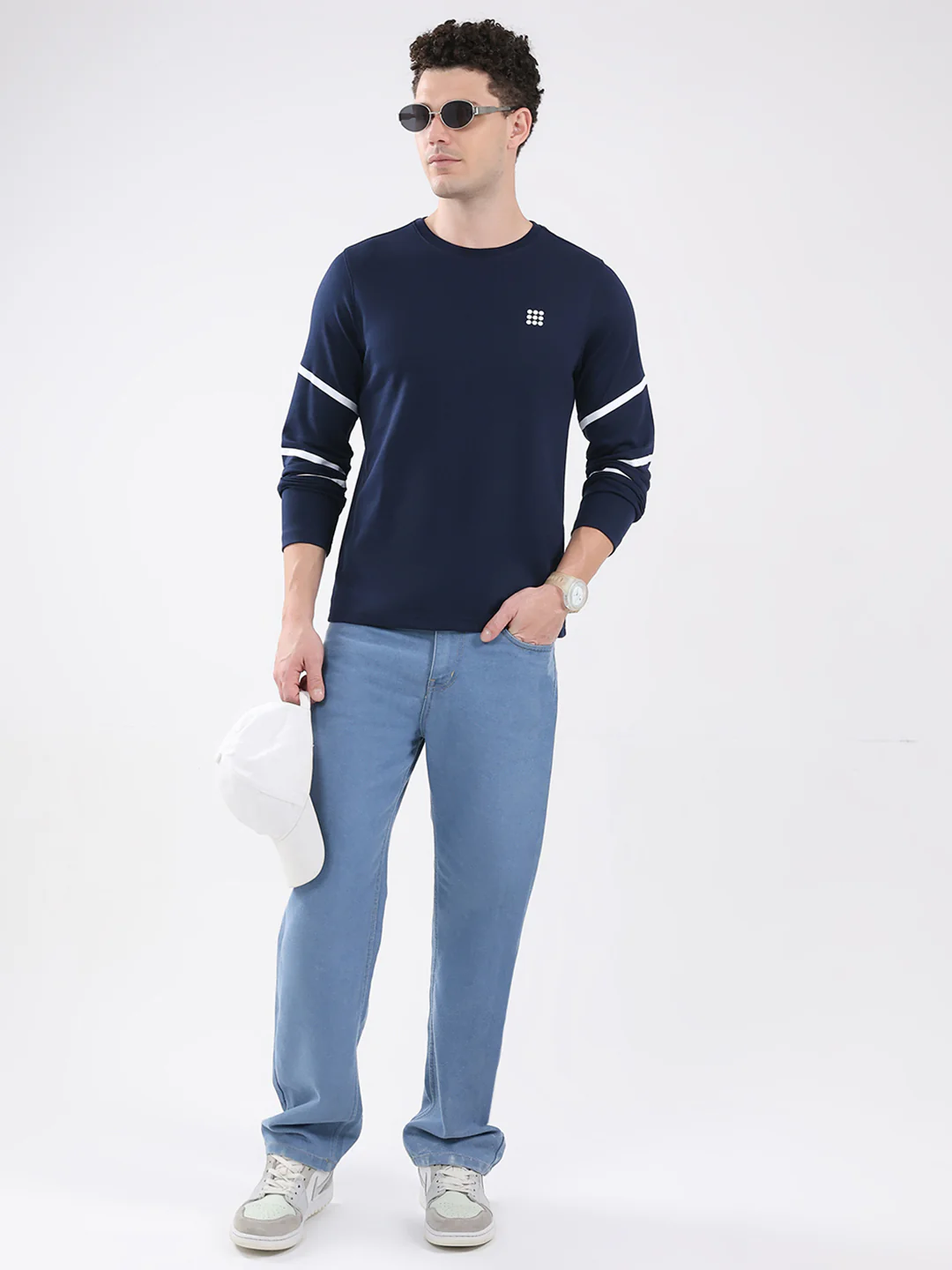 Rock.it Men Navy Blue Solid Round Neck Full Sleeve Winter T-Shirt - Image 2