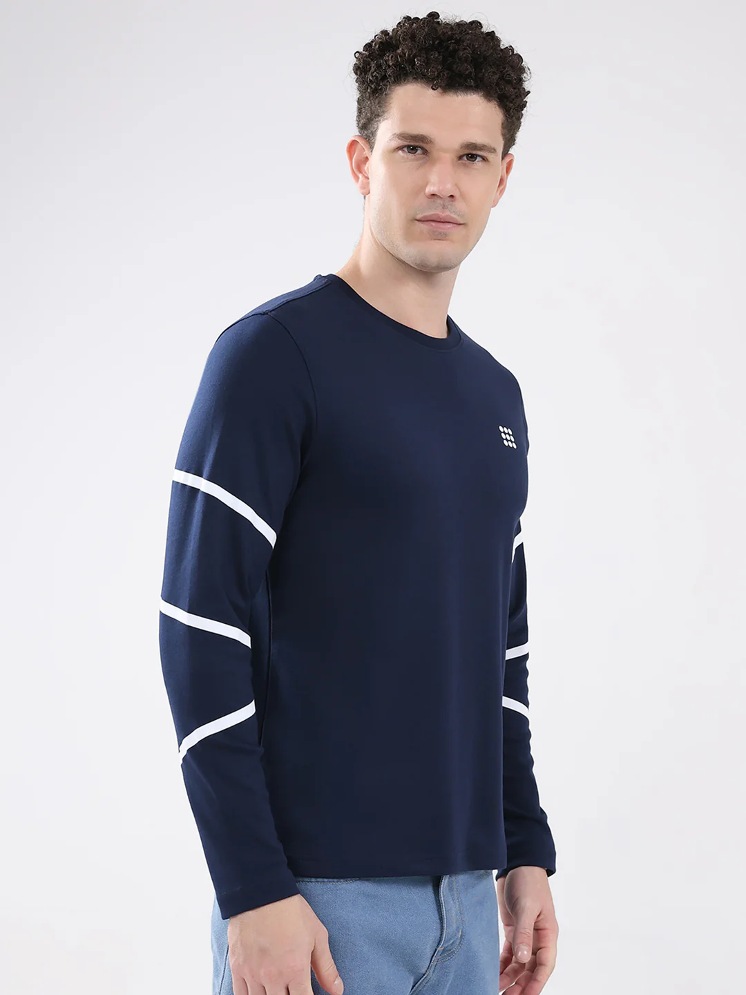 Rock.it Men Navy Blue Solid Round Neck Full Sleeve Winter T-Shirt - Image 4