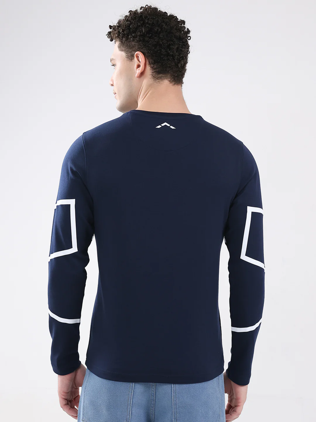 Rock.it Men Navy Blue Solid Round Neck Full Sleeve Winter T-Shirt - Image 5
