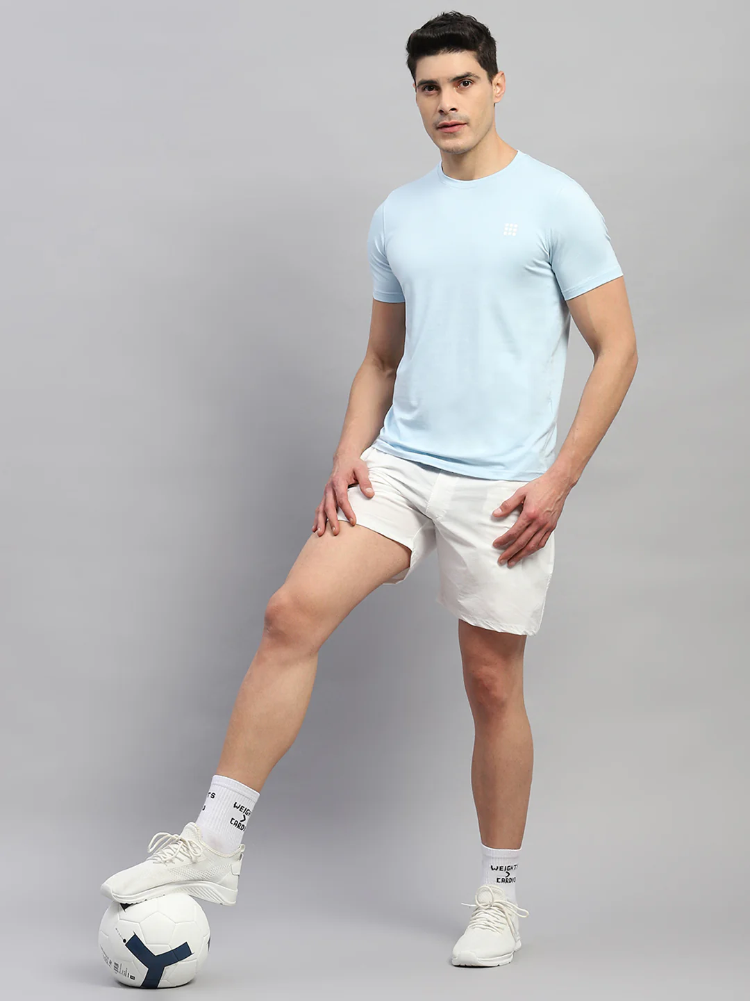 Rock.it Men Sky Blue Solid Round Neck Half Sleeve T-Shirt - Image 2