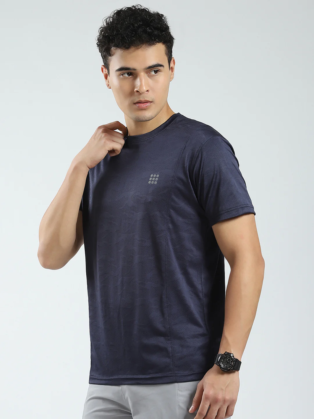 Rock.it Men Navy Blue Solid Round Neck Half Sleeve T-Shirt - Image 3
