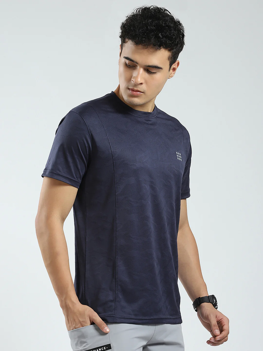 Rock.it Men Navy Blue Solid Round Neck Half Sleeve T-Shirt - Image 4