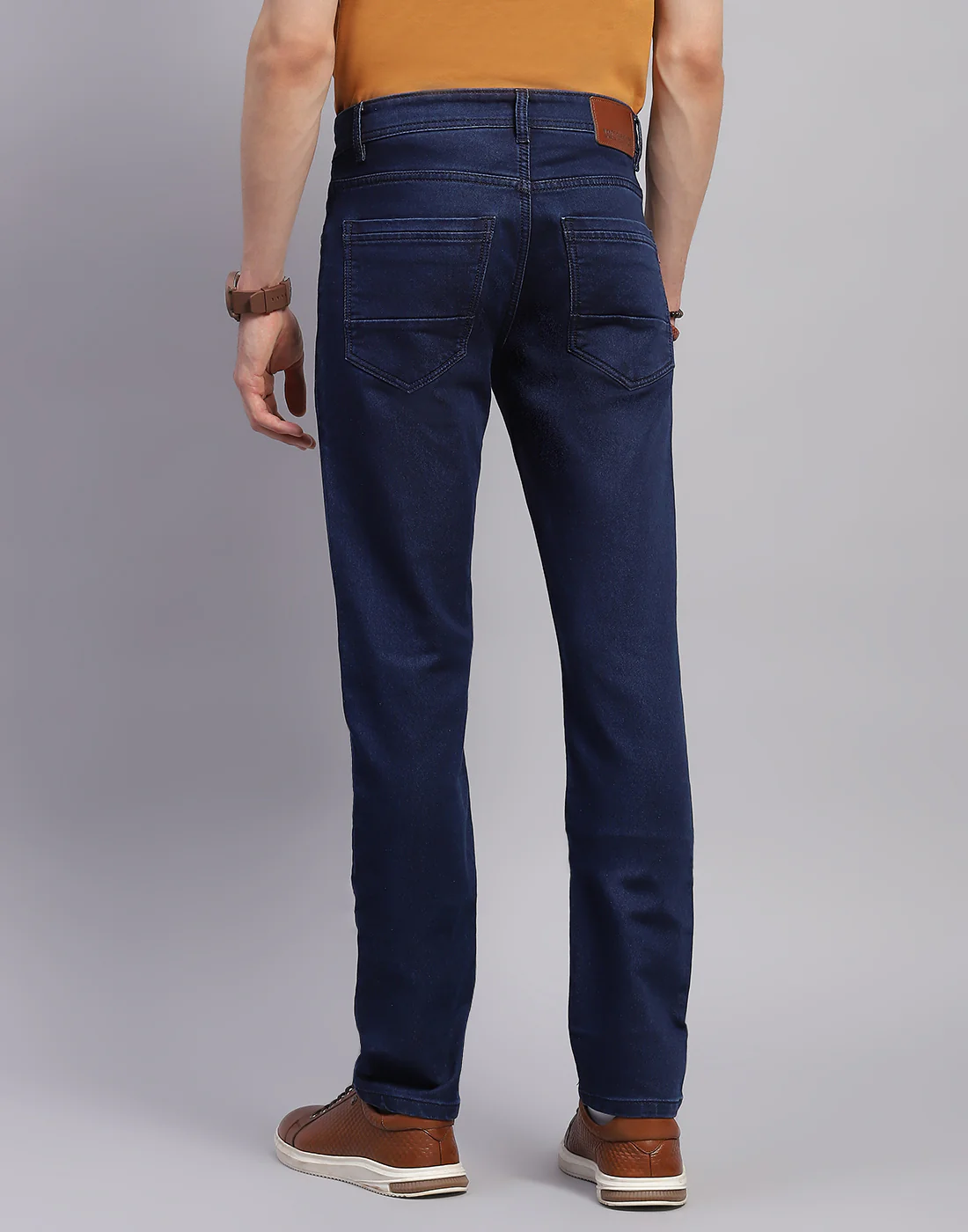 Men Navy Blue Solid Skinny Fit Denim - Image 5