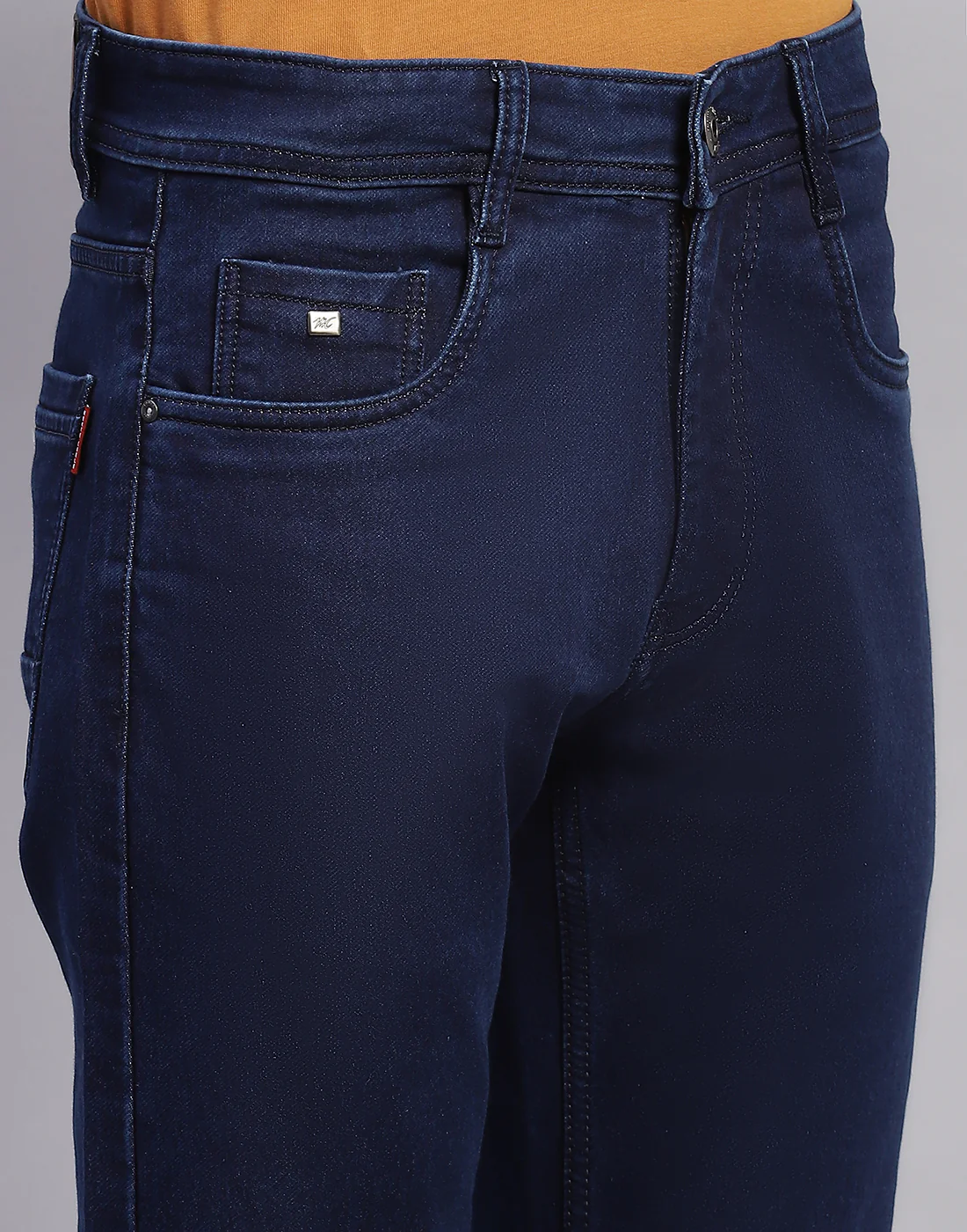 Men Navy Blue Solid Skinny Fit Denim - Image 6