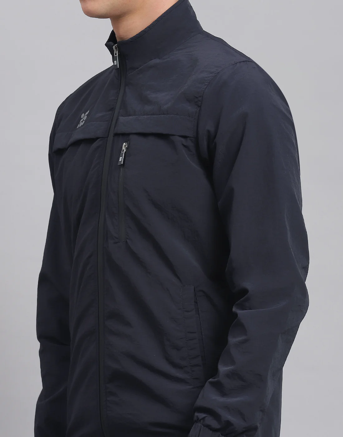 Rock.it Men Navy Blue Solid Stand Collar Full Sleeve Jacket - Image 6