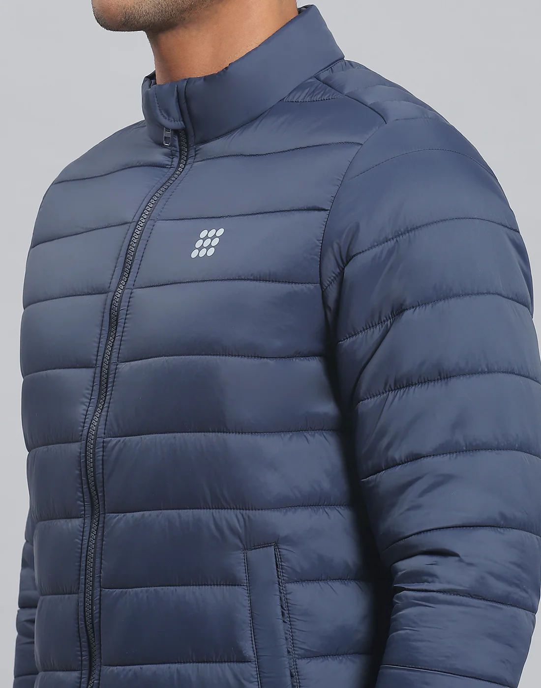 Rock.it Men Navy Blue Solid Stand Collar Full Sleeve Jacket - Image 6