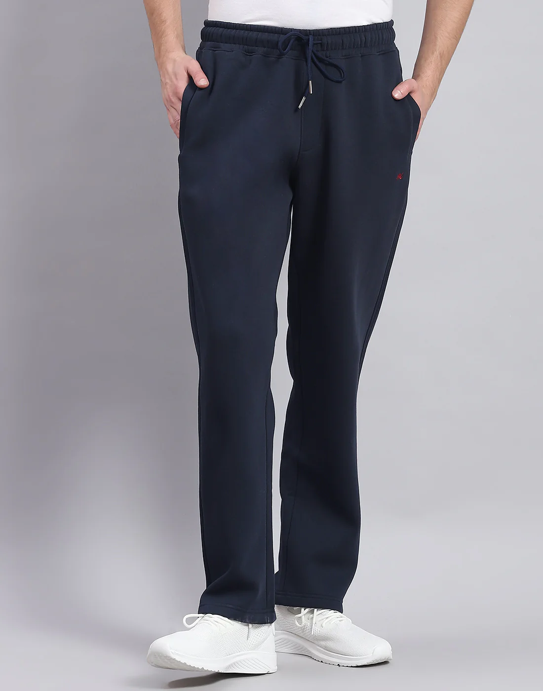 Men Navy Blue Solid Stand Collar Full Sleeve Tracksuit - Image 7