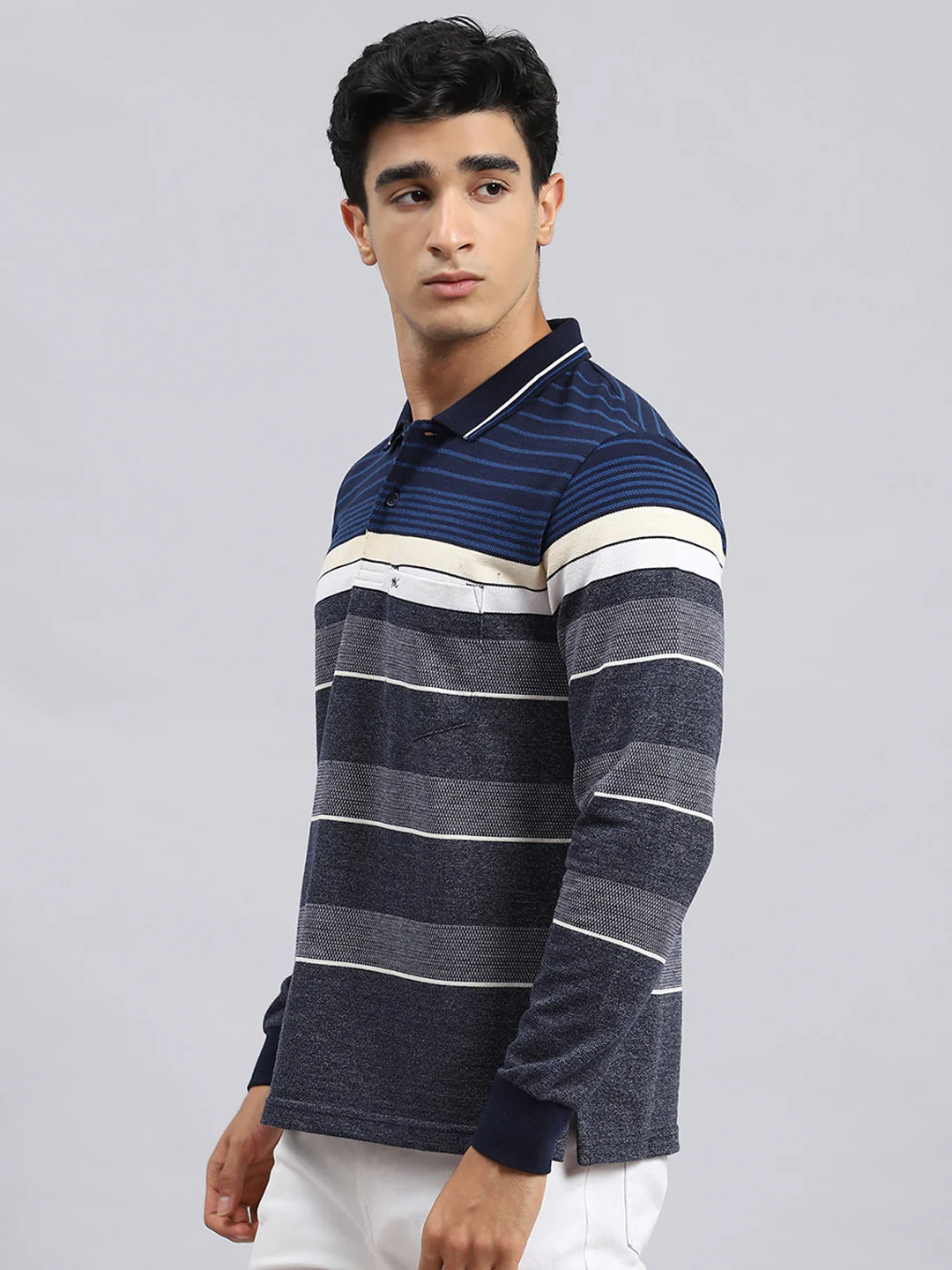 Men Navy Blue Stripe T-Shirt - Image 4