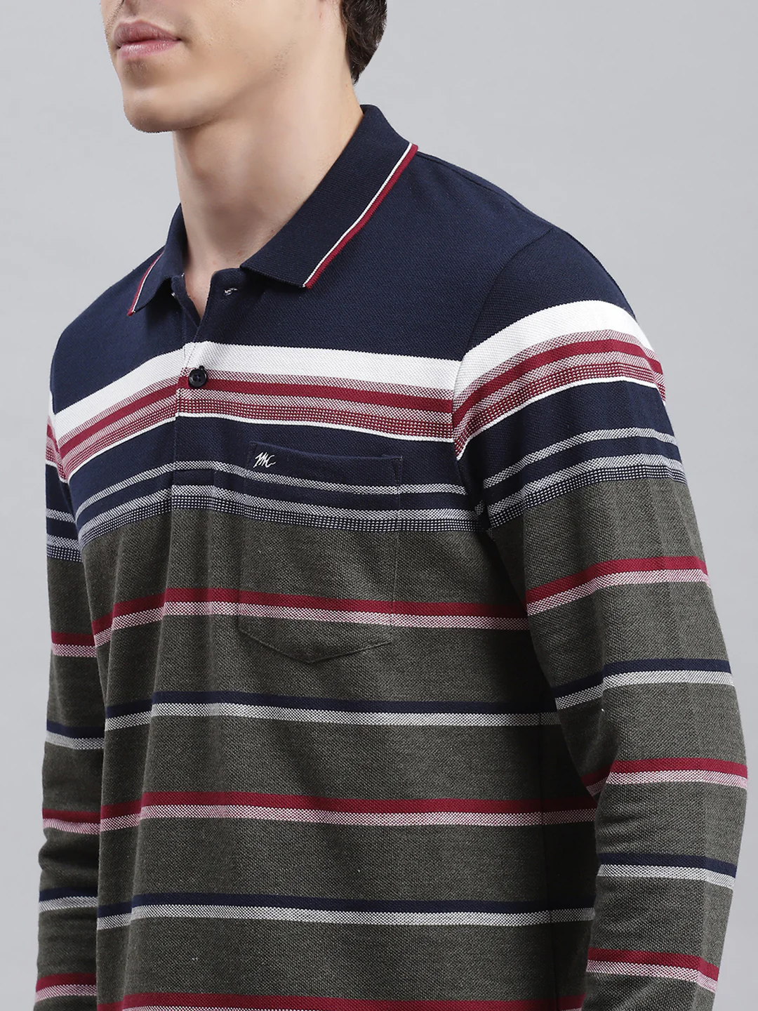 Men Navy Blue Stripe T-Shirt - Image 6