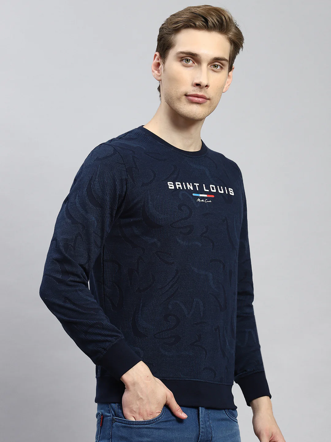 Men Navy Blue Stripe T-Shirt - Image 3