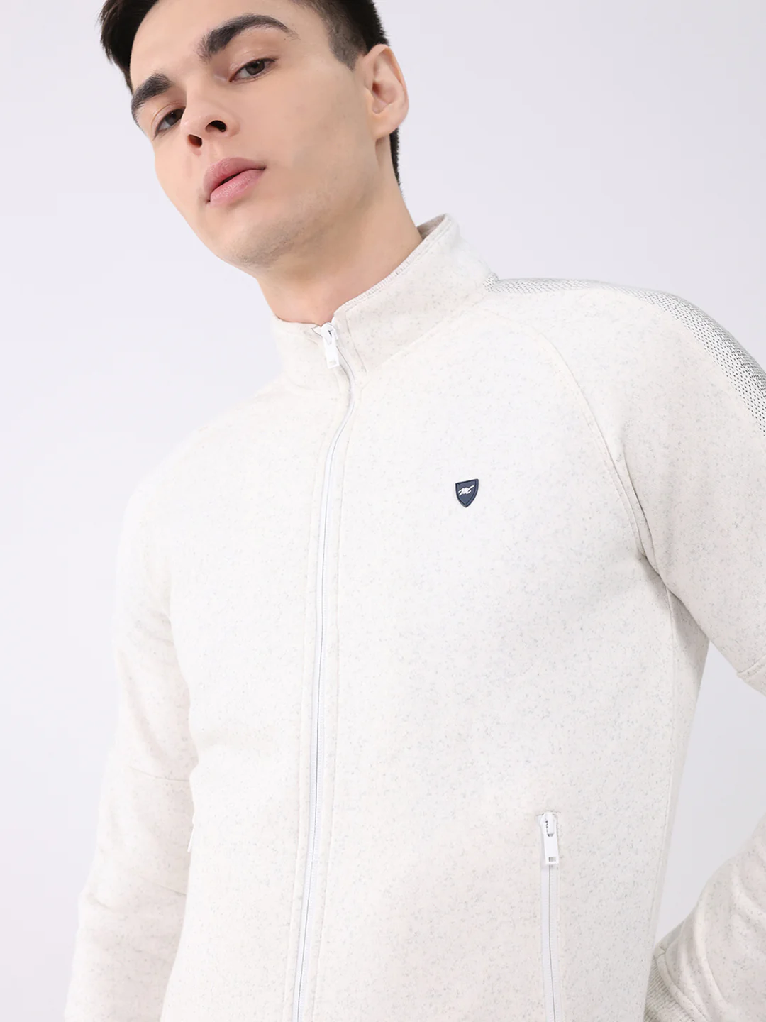 Men Off White Printed Collar Full Sleeve Winter Tracksuit - Image 7