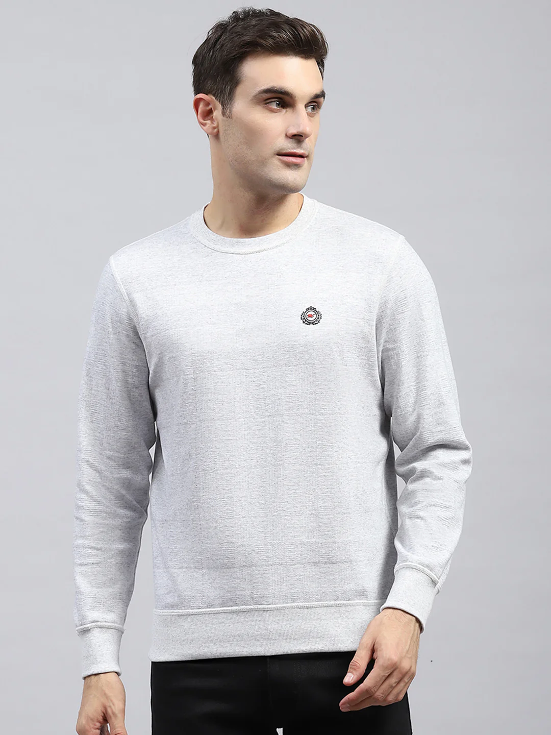 Men Off White Printed Round Neck Full Sleeve Winter T-Shirt - Image 7