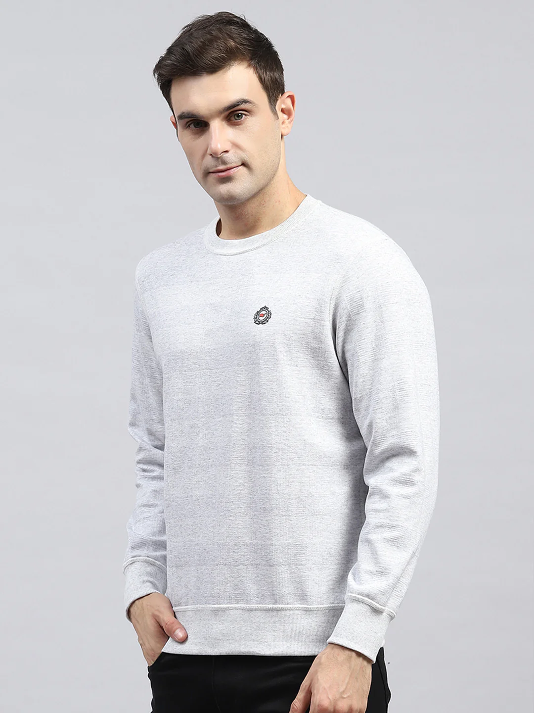 Men Off White Printed Round Neck Full Sleeve Winter T-Shirt - Image 8