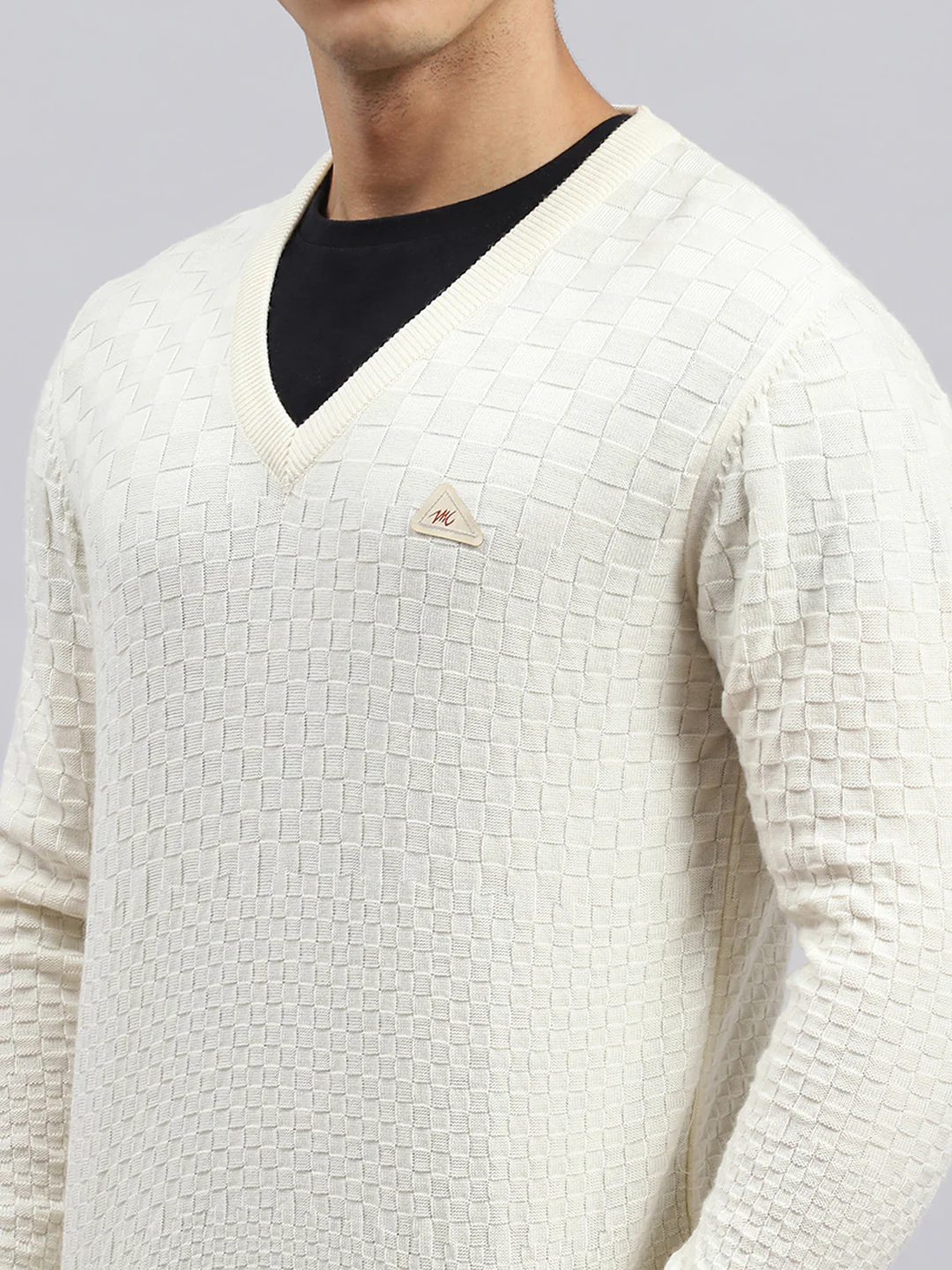 Men Off White Self Pullover - Image 6