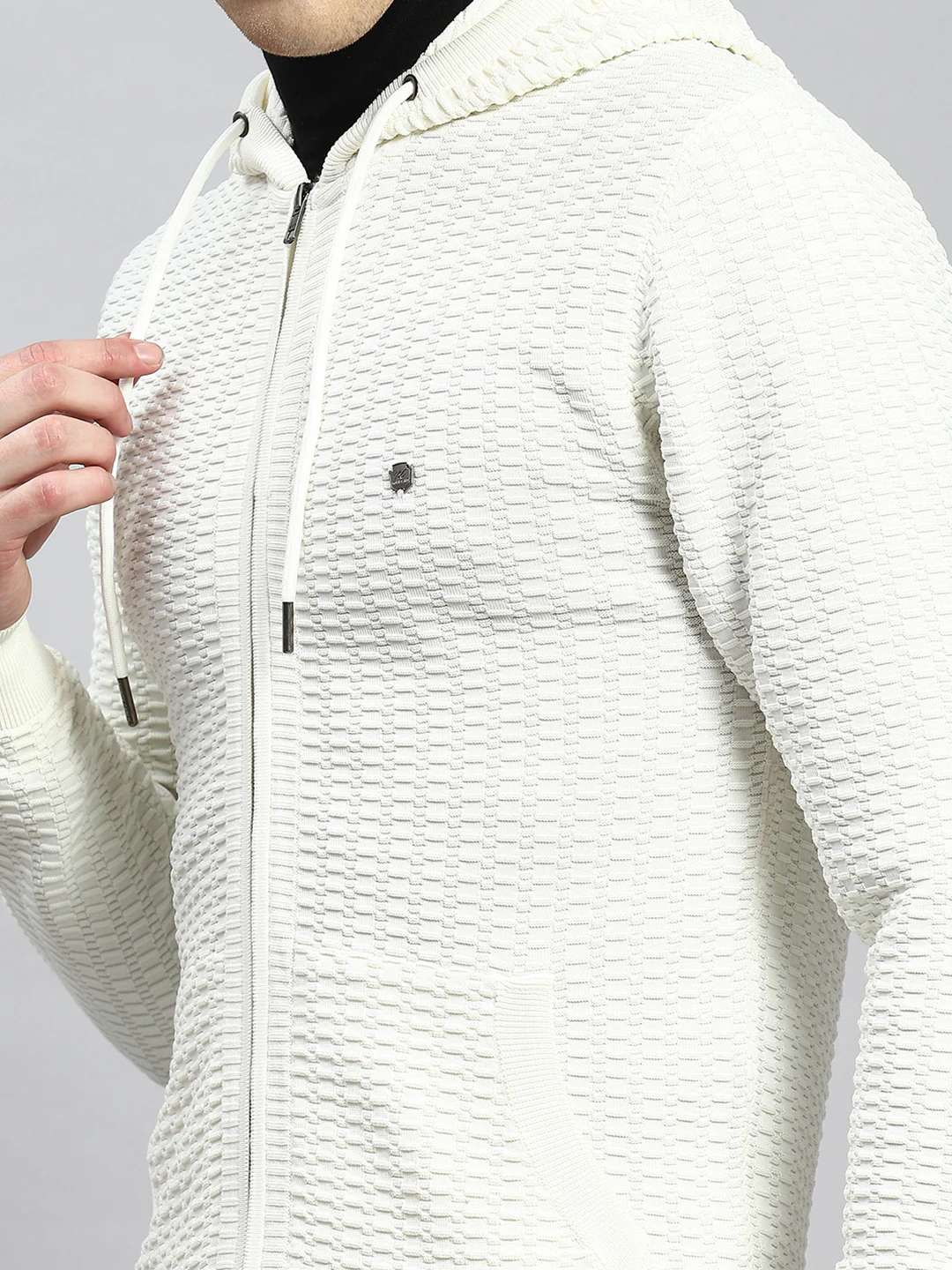 Men Off White Self Pullover - Image 6