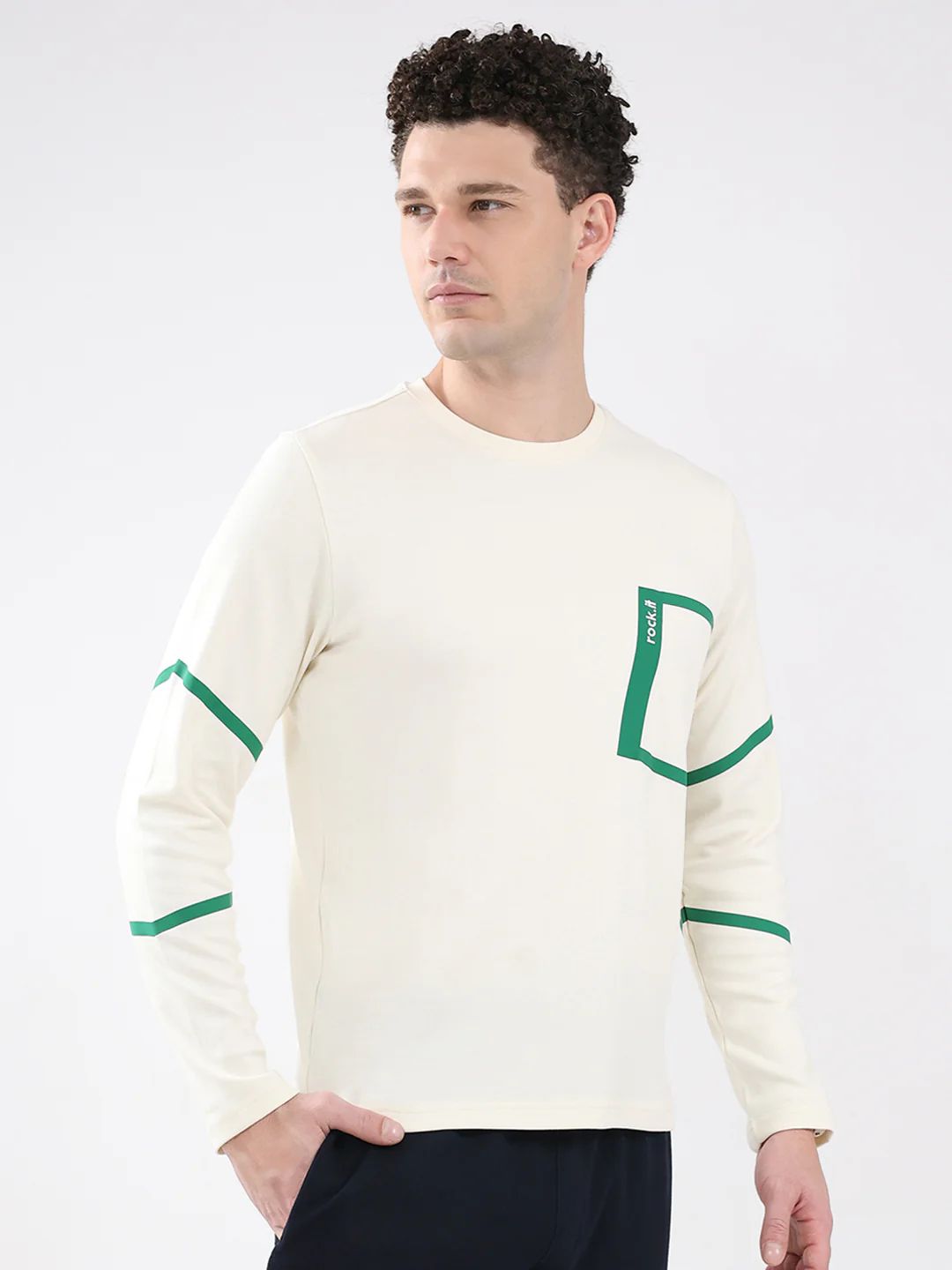 Rock.it Men Off White Solid Round Neck Full Sleeve Winter T-Shirt - Image 4