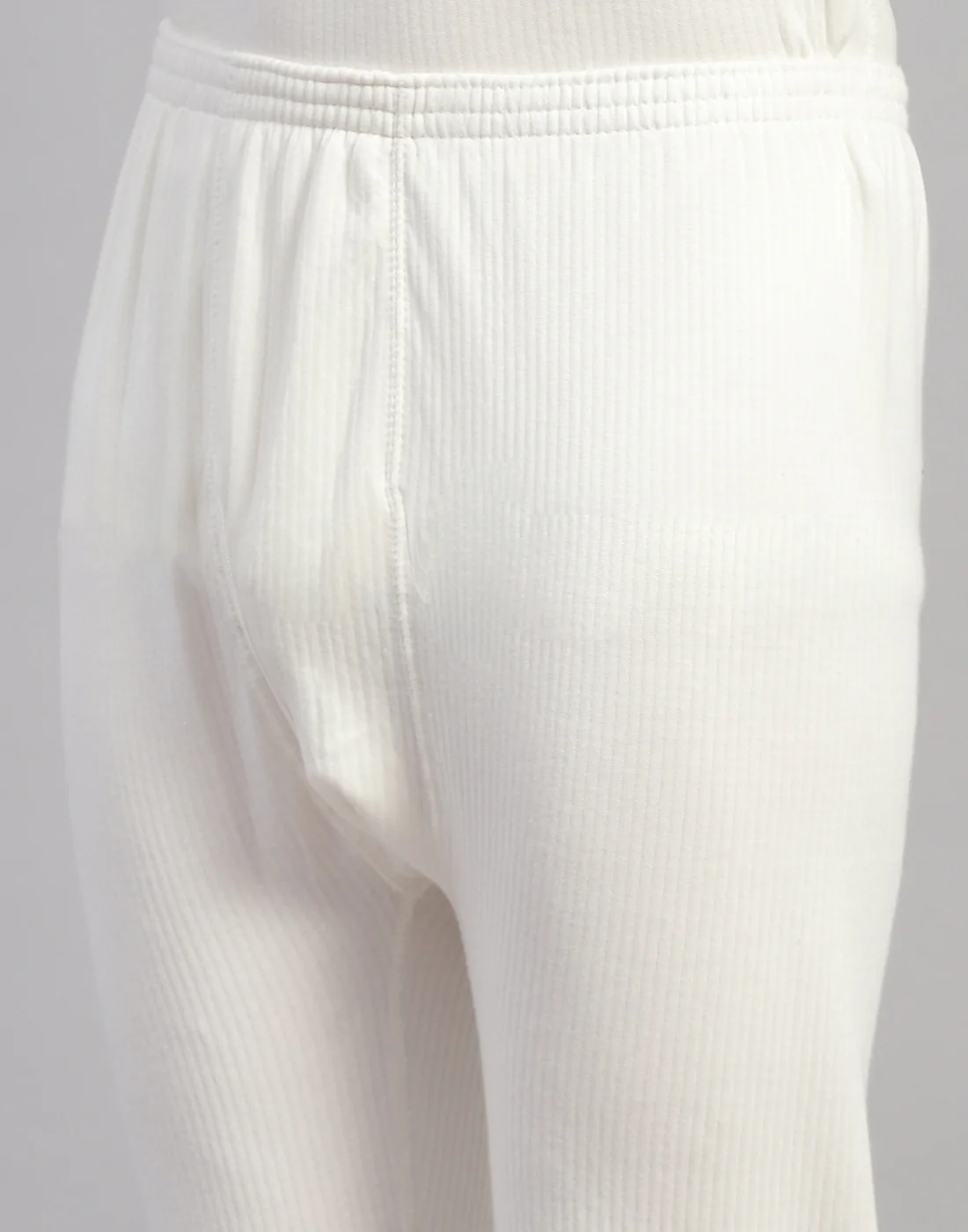 Men Off White Solid Thermal Lower - Image 6