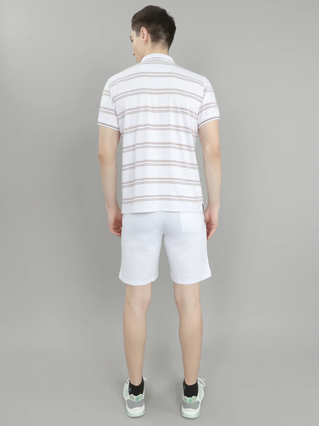 Men Off White Stripe Round Neck Half Sleeve 3 Pc Combo Set - Image 11