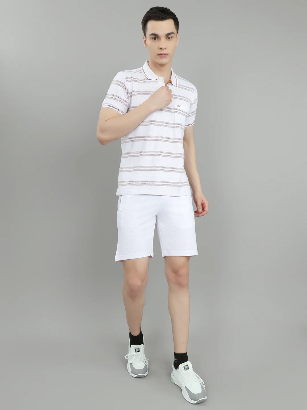 Men Off White Stripe Round Neck Half Sleeve 3 Pc Combo Set - Image 8