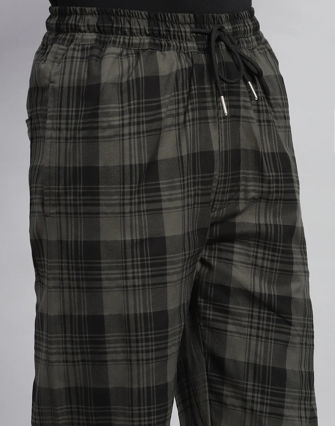 Men Olive Check Regular Fit Lower - Image 6