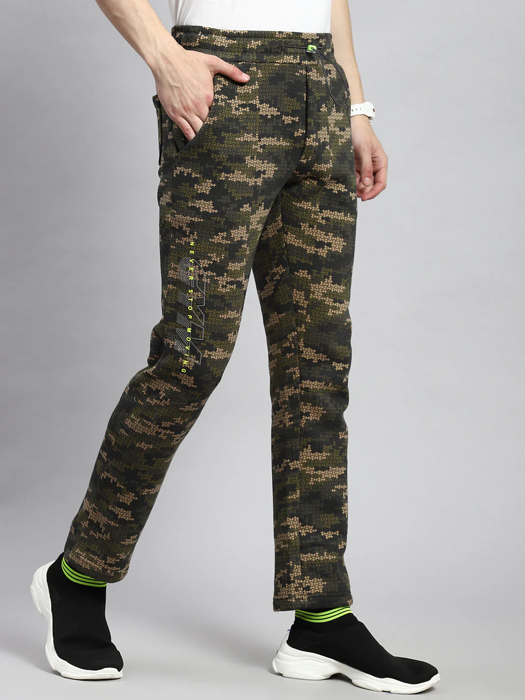 Men Olive Jaquard Winter Lower - Image 3