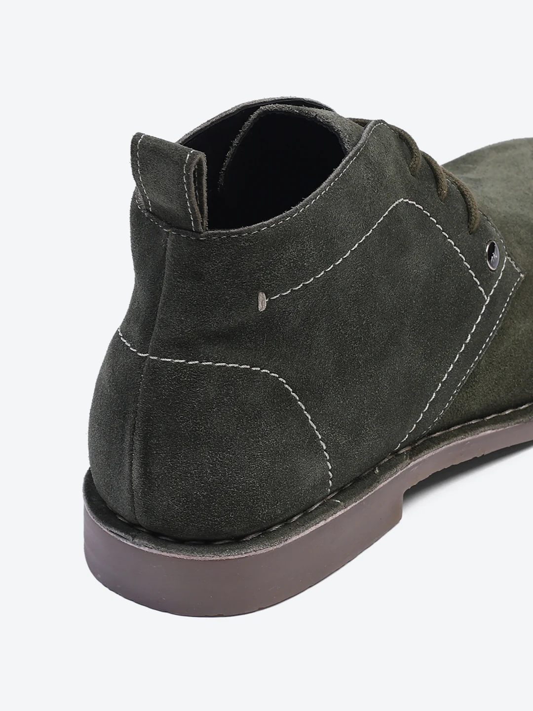 Men Olive Lace Up Genuine Leather Chukka Boots - Image 9