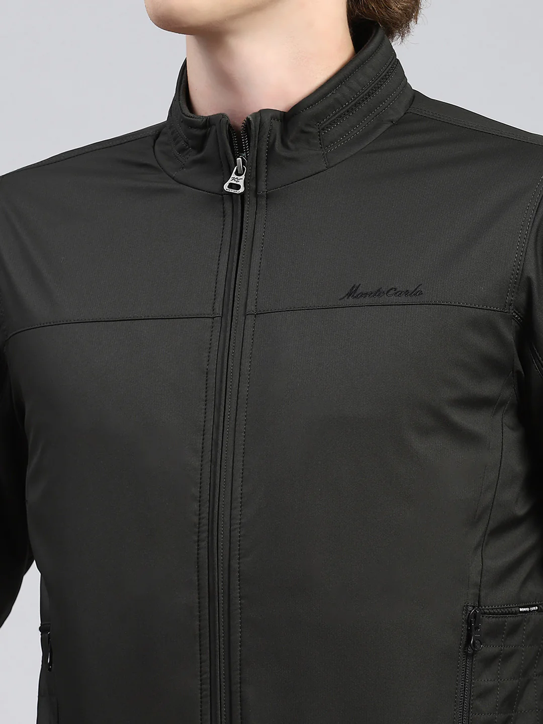 Men Olive Plain Jacket - Image 6