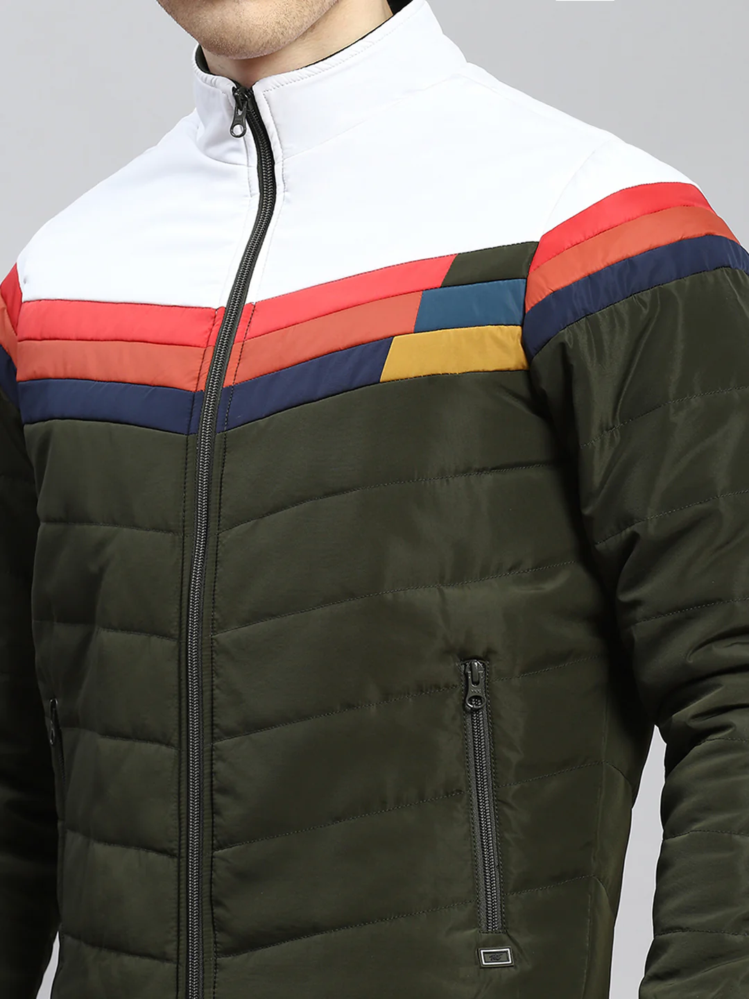Men Olive Plain Jacket - Image 6
