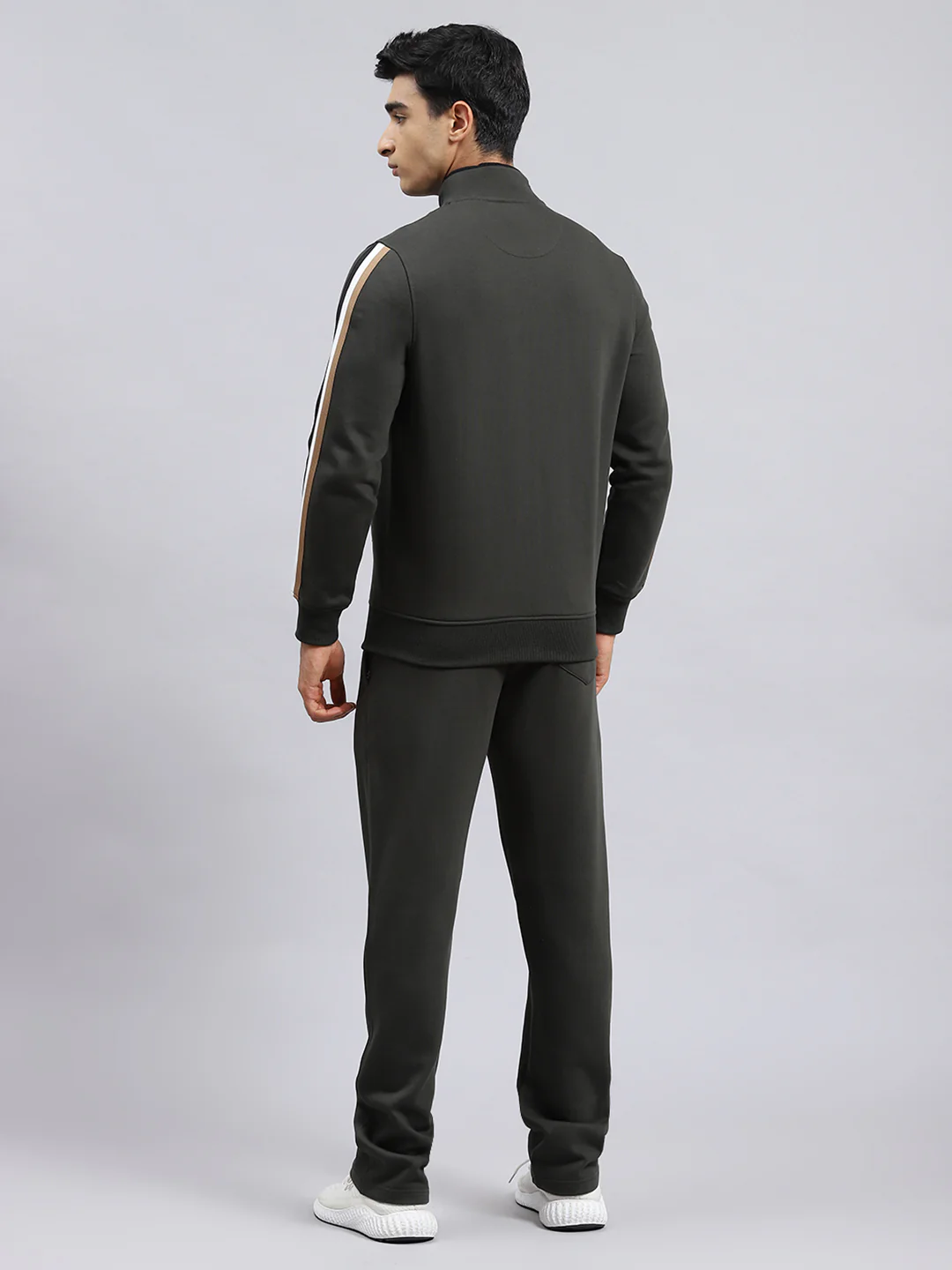 Men Olive Plain Tracksuit - Image 5